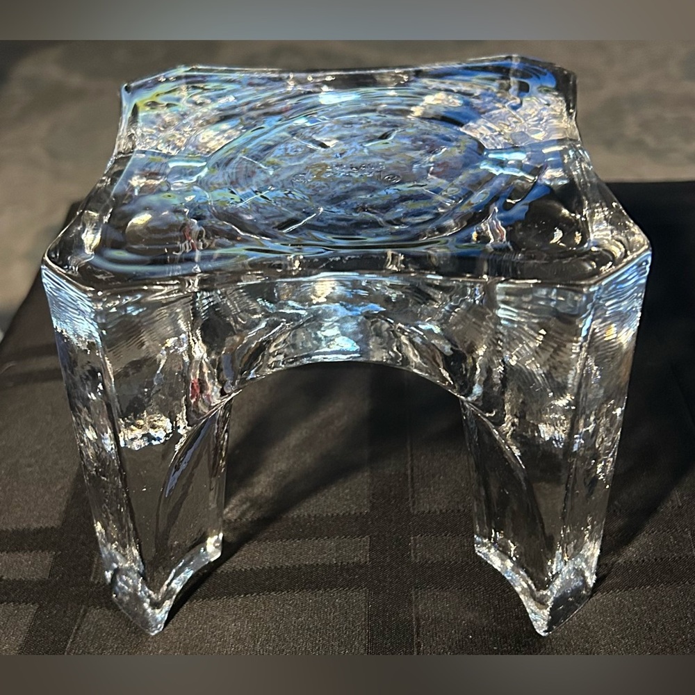 Vintage Chantal heavy glass food warming stand or trivet.